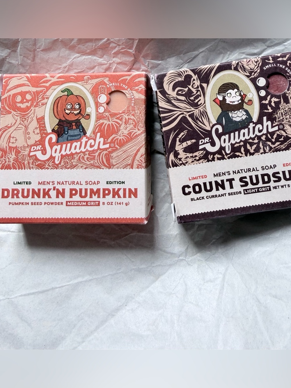 Limited Edition Dr.Squatch Men's Natural Soap Drunk’n Pumpkin and Count Sudsul